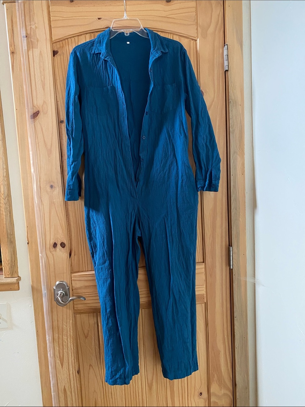 Women’s Blue Long-Sleeve Jumpsuit